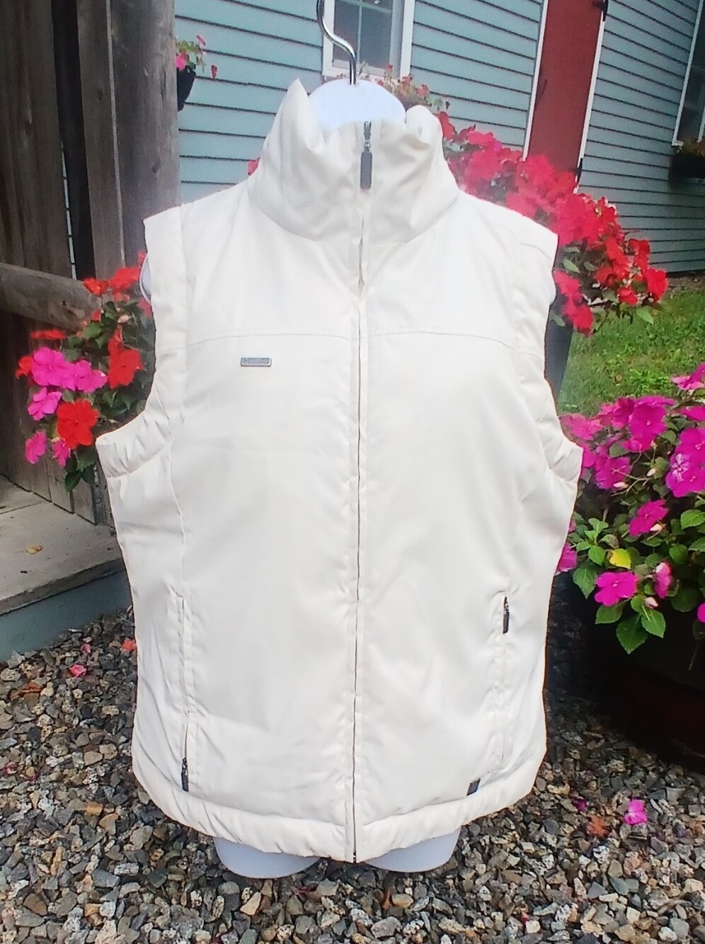 Columbia XCO Cream Quilted Down Full Zip Insulated Women's Vest Sz L